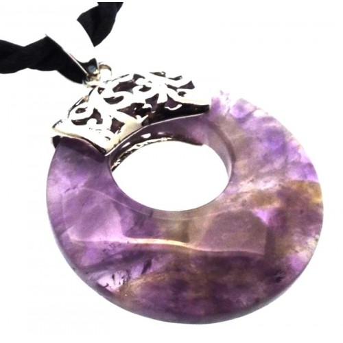 Amethyst Gemstone Donut Filigree Pendant